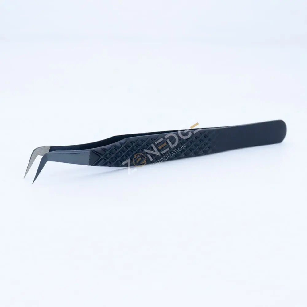 Eyelash Extension Tweezers Matte Black (3)
