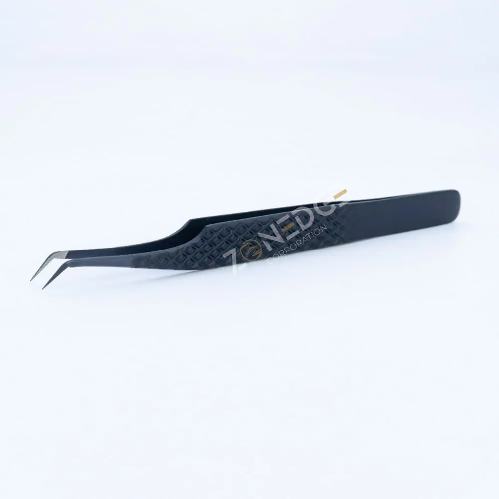 Eyelash Extension Tweezers Matte Black (4)
