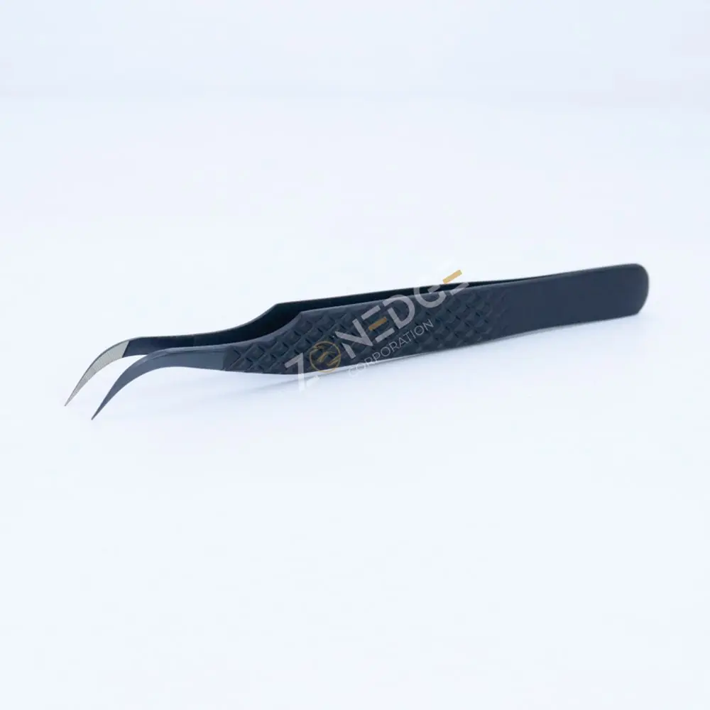 Eyelash Extension Tweezers Matte Black (6)