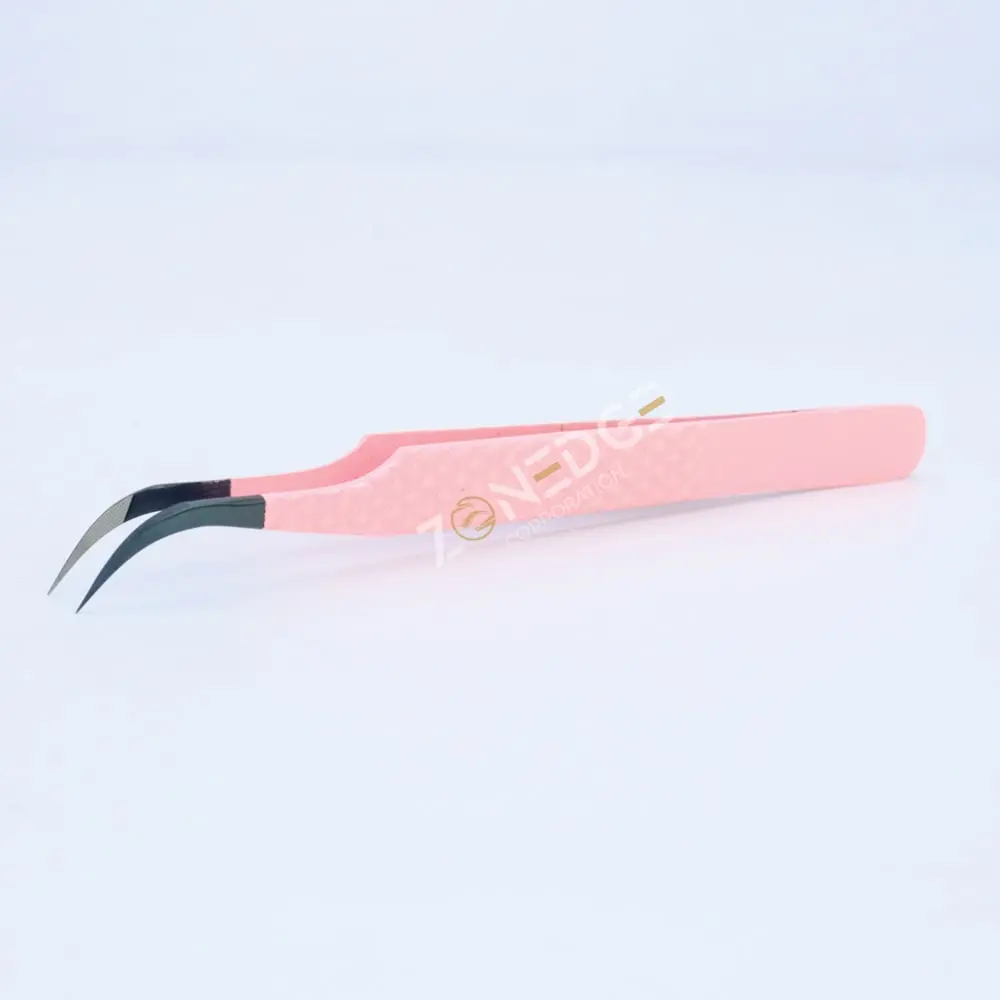 Eyelash Extension Tweezers Plasma Black and Light Pink (1)