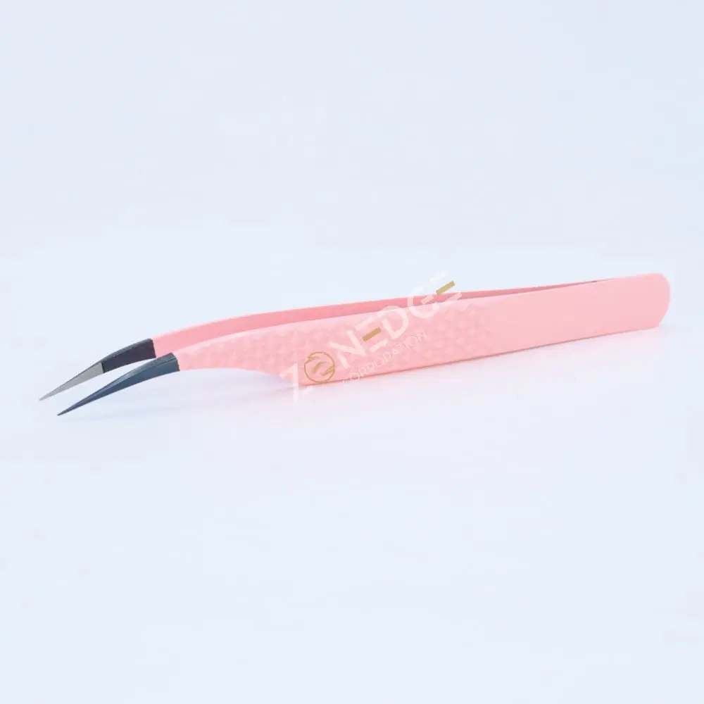 Eyelash Extension Tweezers Plasma Black and Light Pink (3)
