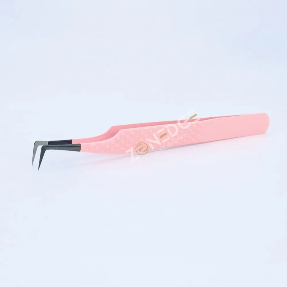 Eyelash Extension Tweezers Plasma Black and Light Pink (4)