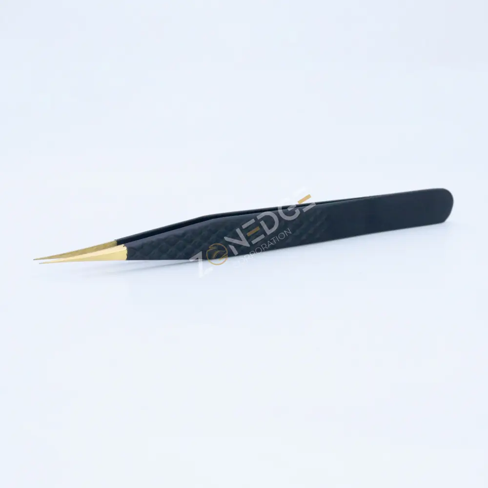 Eyelash Extension Tweezers Plasma Gold with Black (1)