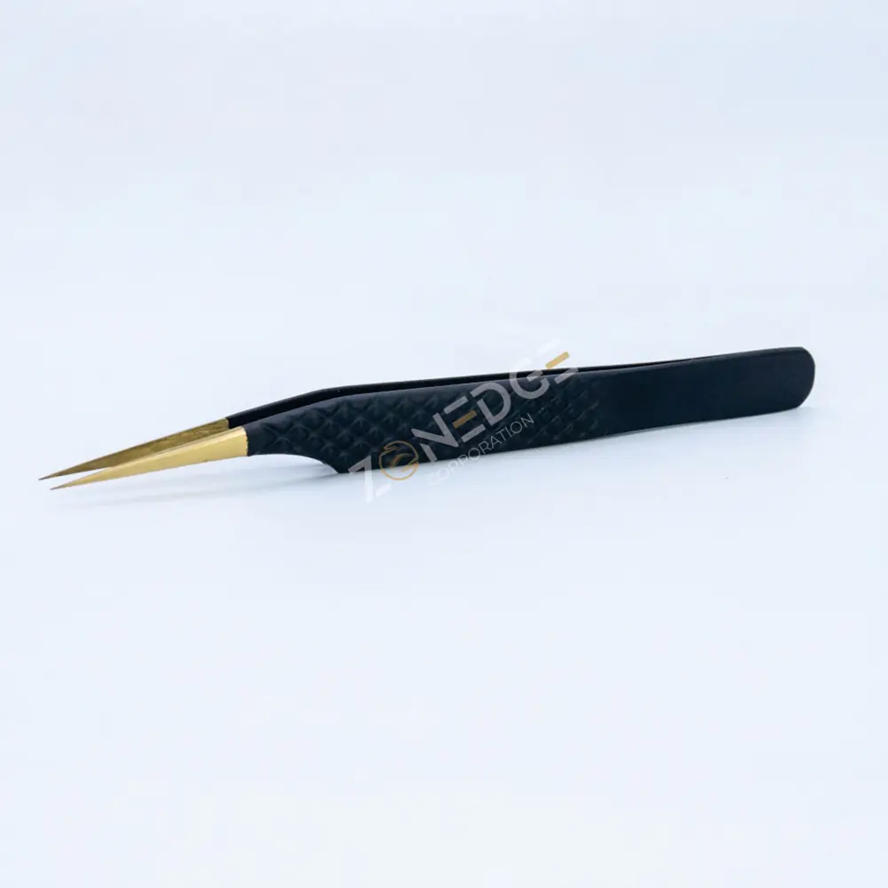 Eyelash Extension Tweezers Plasma Gold with Black (2)