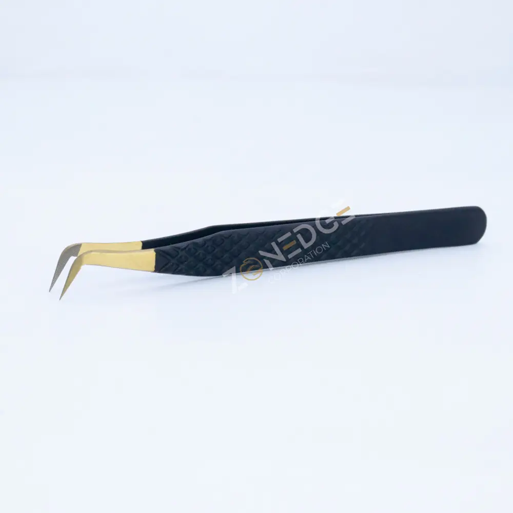 Eyelash Extension Tweezers Plasma Gold with Black (3)