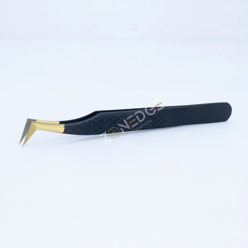 Eyelash Extension Tweezers Plasma Gold with Black (4)